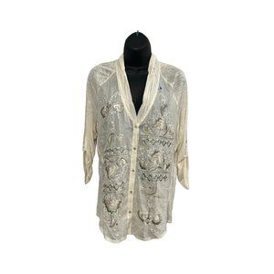 Anthropologie Tiny Embroidered Boho Blouse silk cotton fashion